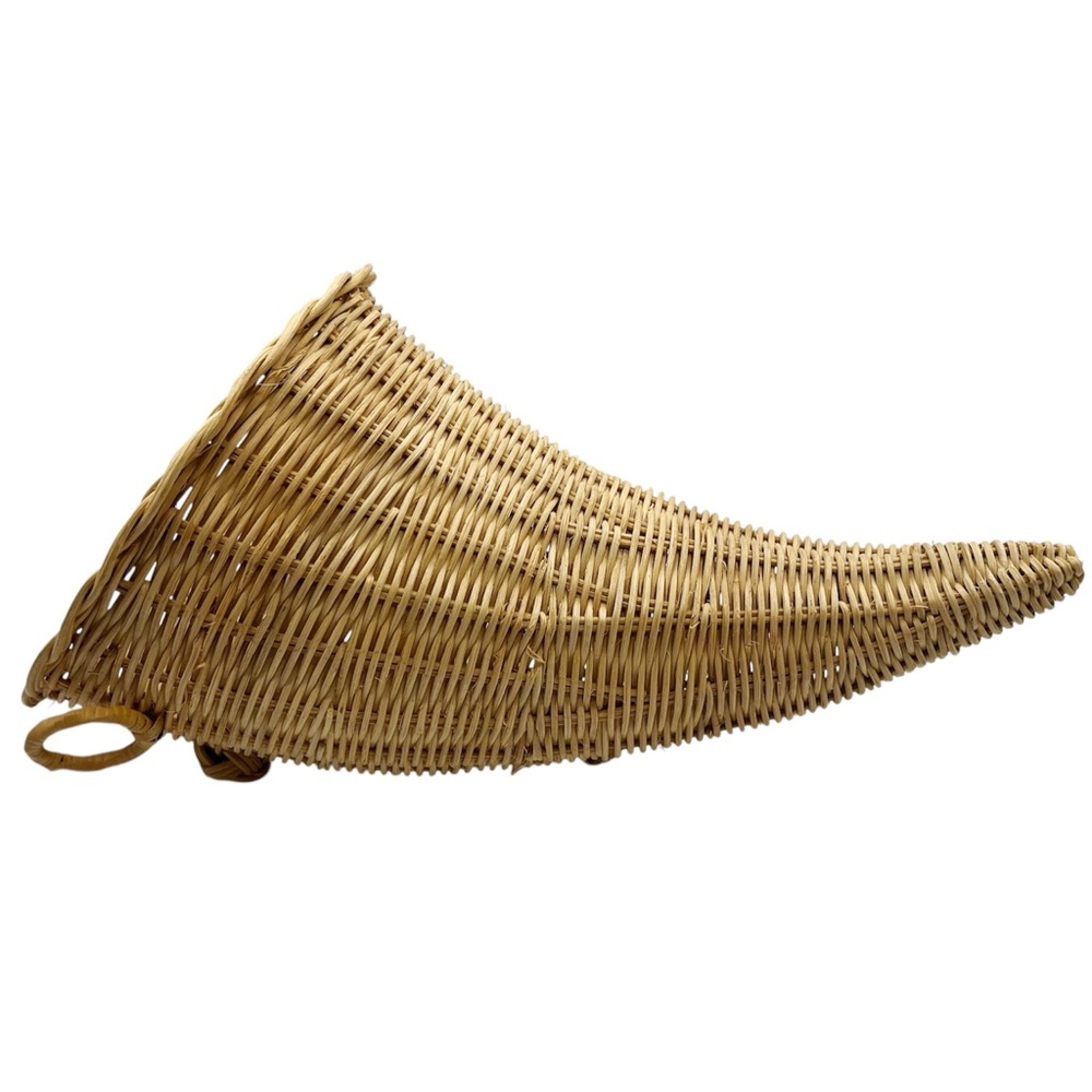 Vintage Medium Cornucopia Basket Wicker Thanksgiving Fall Horn of Plenty 13”